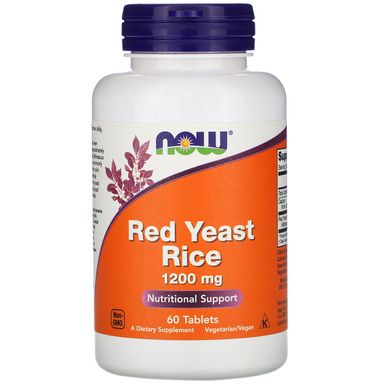 Червоний дріжджовий рис Now Foods (Red Yeast Rice) 1200 мг 60 таблеток