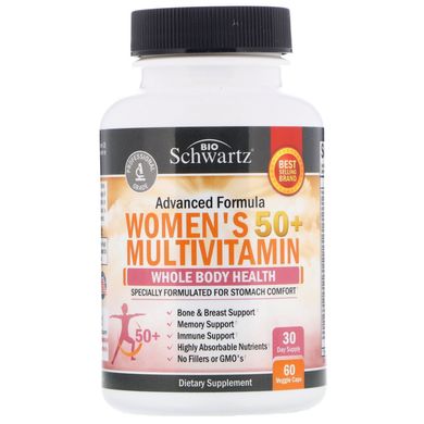 Удосконалена формула для жінок, мультивітаміни 50+, BioSchwartz, 60 вегетаріанських капсул