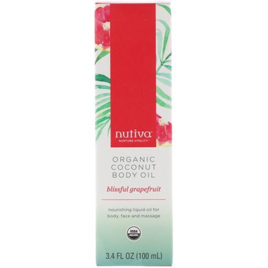 Органічне кокосова олія для тіла, блаженний грейпфрут, Nutiva, 3,4 рідкої унції (100 мл)
