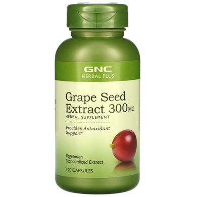 GNC, Herbal Plus, екстракт виноградних кісточок, 300 мг, 100 капсул