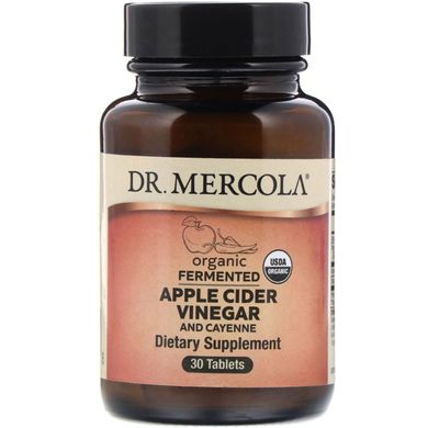 Органічні ферментовані яблучний оцет і каєнський перець, Dr Mercola, 30 таблеток