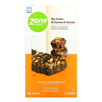 Батончики брауни с соленой карамелью ZonePerfect (Nutritional Bars Salted Caramel Brownie) 12 батончиков 45 г купить в Киеве и Украине