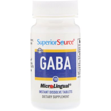 ГАМК гамма-аміномасляна кислота Superior Source (GABA) 100 мг 100 таблеток для розсмоктування