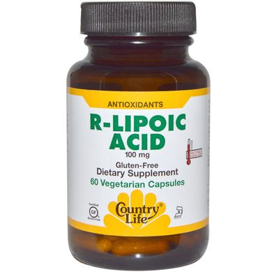 R-ліпоєва кислота Country Life (R-Lipoic Acid) 100 мг 60 капсул