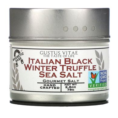 Gourmet Salt, італійська морська сіль з чорними трюфелями, Gustus Vitae, 76 г (2,8 унцій)