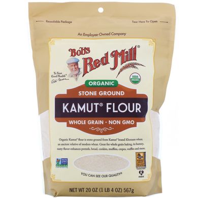 Органічне борошно з цільнозернової полб'яної пшениці Kamut, Bob's Red Mill, 567 г