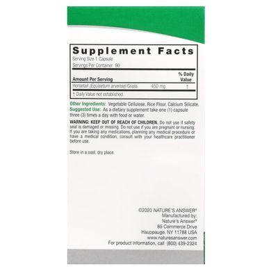 Horsetail Grass, Natures Answer, 450 mg, 90 Vegetable Capsules