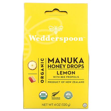 Льодяники з медом манука лимоном і прополісом Wedderspoon (Manuka Honey) 120 г