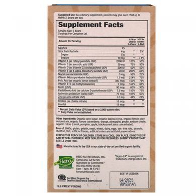 Витамины для детей мишки Ямми органик фрукты Hero Nutritional Products (Multi-Vitamin) 90 конфет купить в Киеве и Украине