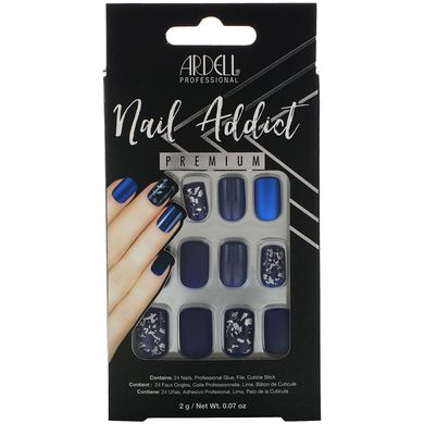 Накладні нігті, матовий синій, Nail Addict Premium, Matte Blue, Ardell, 2 г
