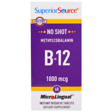 Метилкобаламін B-12, Methylcobalamin B-12 1000 мкг, Superior Source, 60 таблеток