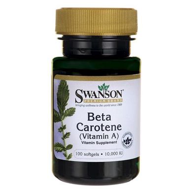 Бета-кератин (Вітамін А), Beta-Carotene (Vitamin A), Swanson, 10000 МЕ, 100 капсул
