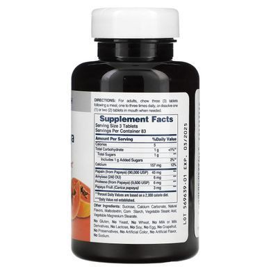 Papaya Enzymes American Health (Original Papaya Enzyme) 250 chewable tablets.
