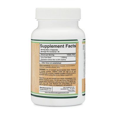 Горянка или Эпимедиум для здоровья мужчин Double Wood (Horny Goat Weed) 1000 мг 90 капсул купить в Киеве и Украине