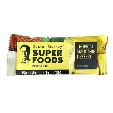 Протеїнові батончики Superfoods, тропічний десерт смузі, Dr. Murray's, 12 батончиків, 2,05 унції (58 г) кожен