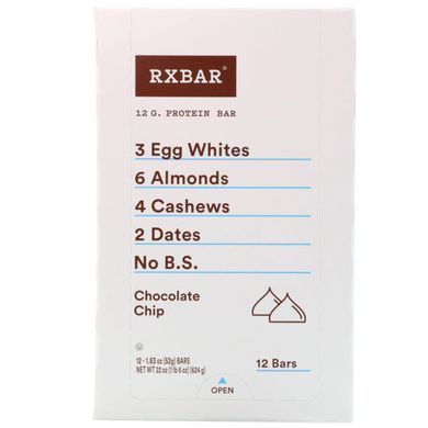 Protein Bars, Chocolate Chunks, RXBAR, 12 bars, 1.83 oz (52 g) Each