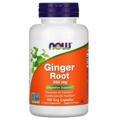 Корінь імбиру Now Foods (Ginger Root) 550 мг 100 капсул