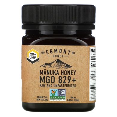 Egmont Honey, Мед манука, сырой и непастеризованный, 829+ MGO, 8,82 унции (250 г) купить в Киеве и Украине
