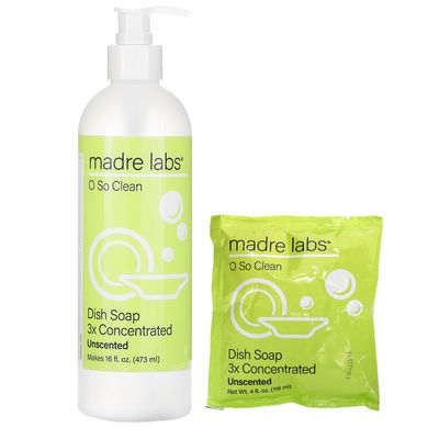 Madre Labs, засіб для миття посуду, потрійна концентрація, без запаху, 1 пакетик, 118 мл (4 унції)