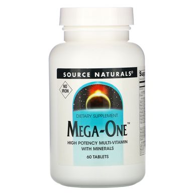 Мультивітаміни без заліза по 1 в день Source Naturals (Mega-One) 1 в день 60 таблеток