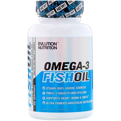 Рыбий жир EVLution Nutrition (Omega-3 Fish Oil) 1250 мг 60 капсул купить в Киеве и Украине