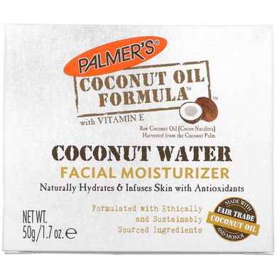 Palmer's, Формула кокосової олії з вітаміном Е, зволожуючий засіб для обличчя на кокосовій воді, 1,7 унції (50 г)