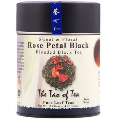 Чорний чай з пелюстками троянд, чорний чай із солодким квітковим ароматом, The Tao of Tea, 4 унції (115 г)
