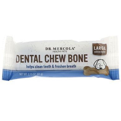Стоматологічна жувальна кістка, велика, для собак, Dr Mercola, 12 кісток, по 615 унцій (61 г) кожна