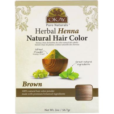 Рослинна хна, природний колір волосся, коричневий, Okay, 2 унції 56,7 г