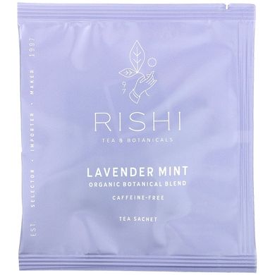 Rishi Tea, Органічна ботанічна суміш, лаванда та м'ята, без кофеїну, 15 пакетиків, 1,32 унції (37,5 г)
