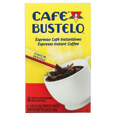 Cafe Bustelo, Розчинна кава еспресо, 6 пакетиків по 0,09 унції (2,6 г) кожен