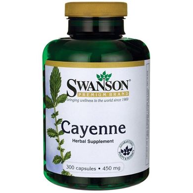 Кайенский перець, Cayenne, Swanson, 450 мг 300 капсул