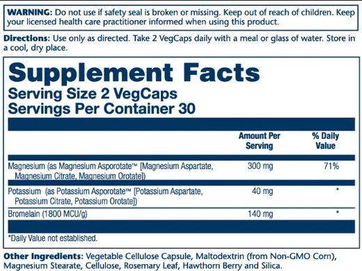 Magnesium & Potassium Asporotate - 60 vcaps Solaray