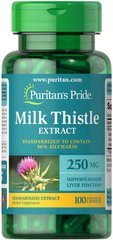 Молочний чортополох стандартизований, Milk Thistle Standardized, Puritan's Pride, 250 мг, 100 капсул