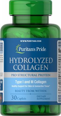 Гидролизованный коллаген, Hydrolyzed Collagen, Puritan's Pride, 1000 мг Trial Size, 30 таблеток купить в Киеве и Украине