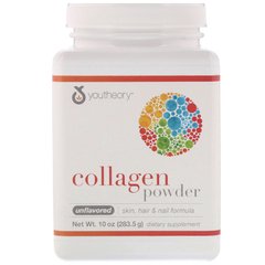 Колагеновий порошок, без смаку, Collagen Powder, Unflavored, Youtheory, 283,5 г