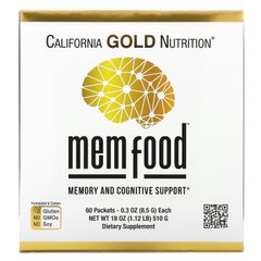 Вітаміни для підтримки пам'яті та когнітивних функцій California Gold Nutrition (MEM Food Memory and Cognitive Support) 60 пакетиків по 85 г