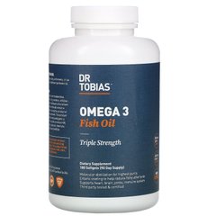 Омега-3 риб'ячий жир, потрійна сила, Omega 3 Fish Oil, Triple Strength, Dr. Tobias, 180 м'яких капсул