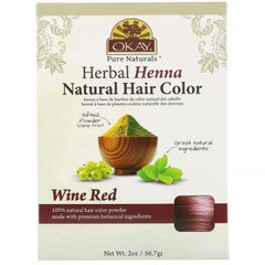 Натуральна фарба для волосся з трав'яної хни, винно-червона, Okay, 56,7 г