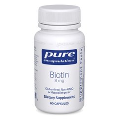 Биотин Pure Encapsulations (Biotin) 8 мг 60 капсул купить в Киеве и Украине
