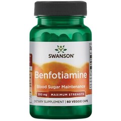 Бенфотіамін - максимальна сила, Benfotiamine - Maximum Strength, Swanson, 300 мг 60 капсул