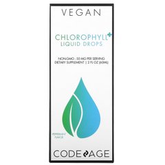 CodeAge, Веганский хлорофилл + жидкие капли, мята перечная, 50 мг, 2 жидких унции (60 мл) купить в Киеве и Украине
