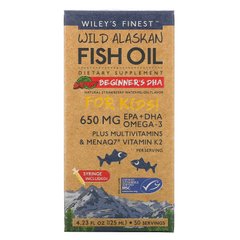 Аляскинський риб'ячий жир, Дітям !, ДГК для малюків, натуральний смак полуниці і кавуна, Wiley's Finest, 650 мг, 423 рідк унціі (125 мл)