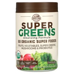 Super Greens, сертифицированная органическая формула из цельных продуктов, со вкусом шоколада, Country Farms, 10,6 унц. (300 г) купить в Киеве и Украине