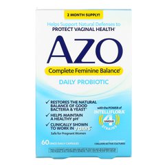 Azo, Complete Feminine Balance, ежедневный пробиотик, 60 капсул один раз в день купить в Киеве и Украине