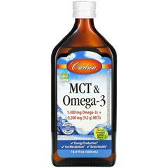 MCT і Омега-3 Carlson Labs (MCT & Omega-3) 9200 мг / 1480 мг 500 мл зі смаком лимон-лайм