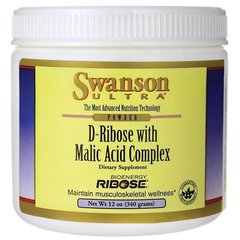 D-рибоза з порошком комплексу яблучної кислоти, D-Ribose with Malic Acid Complex Powder, Swanson, 340 г