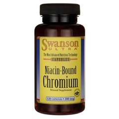 Хром пиколинат, Niacin-Bound Chromium, Swanson, 200 мкг, 120 капсул