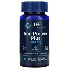 Железосодержащий протеин (белок), Iron Protein Plus, Life Extension, 300 мг, 100 капсул купить в Киеве и Украине