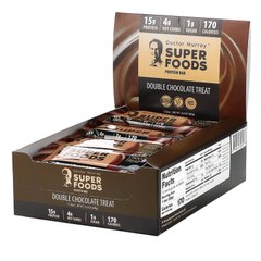 Протеиновые батончики Superfoods, двойное шоколадное угощение, Dr. Murray's, 12 батончиков, 2,05 унции (58 г) каждый купить в Киеве и Украине